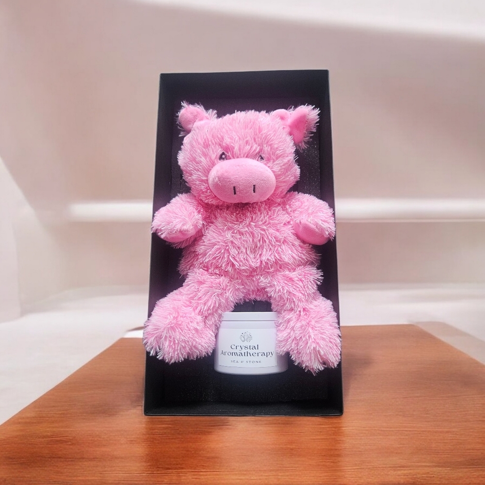 Sea+Stone Soy Aromatherapy Candle & Pink Pig Aromatherapy Bead Buddies Gift Set